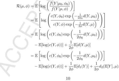 Table 1: Deviance decomposition of some common EDF’s
