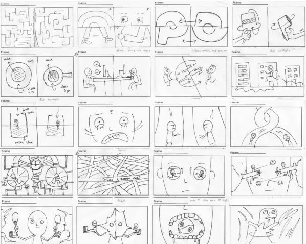 Although the final design differed from this early setting, the ideas from Figure 6this stage was important to lay the foundation of the storyline and the The storyboard at the 