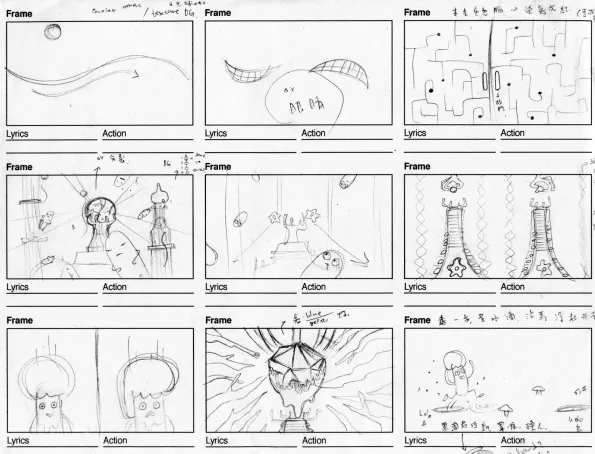 design of the characters and scenes were redefined to be simpler, more Figure 7The latest version of the abstract and surrealistic