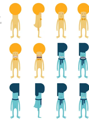 Figure 12General direction of the look for the characters based on the selected candidate from redesign process, created in Adobe Illustrator, 2016.02