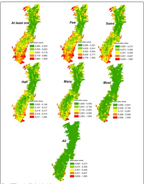 Figure 4 OWA scenarios of the deprivation index.