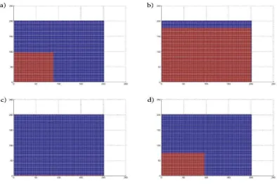 Fig. 7. Sunny and shaded areas at 0.7m depth, for a) Con. 1, b) Con. 2, c) Con. 3 and d) Con