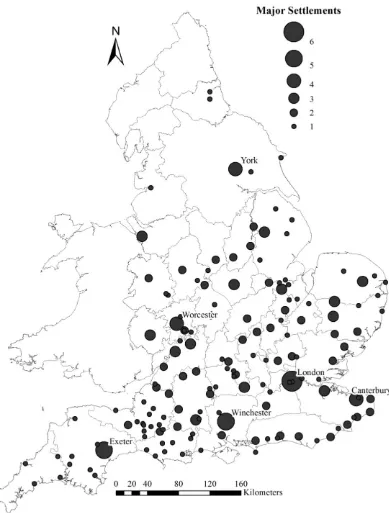 Figure 4.6: Development of Major Settlements in Late Anglo-Saxon England (c. 