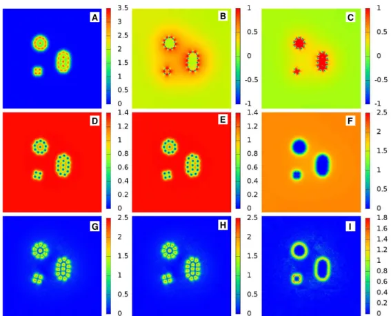FIG. 10. Interacting vortex clusters with broken internal Z 2 symmetry in a frustrated three band super-