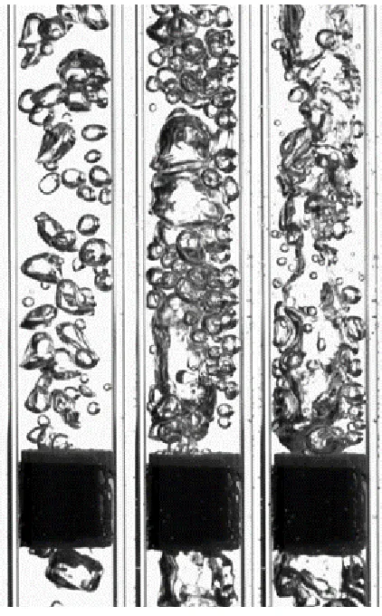 Figure 2.13: Images of Two-Phase flow after passing through a bubble breaker 