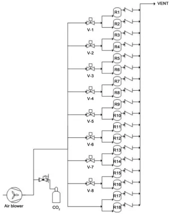 Figure 1. Schematic drawing of the gas dispensing system. 