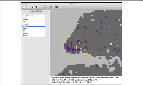 Figure 2 Interactive map of the software FGBASE. The interactive map (centered here on the city of Le Havre, France) displays the cells of thegrid