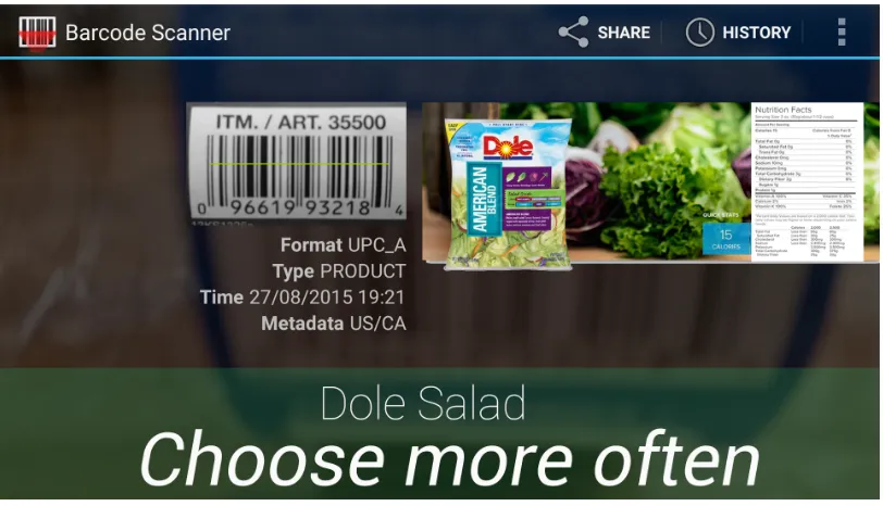 Figure 4.2: Scan the barcode on a salad product to get its UPC code, then use the UPC code toretrieve nutrition and textual information from UPC database