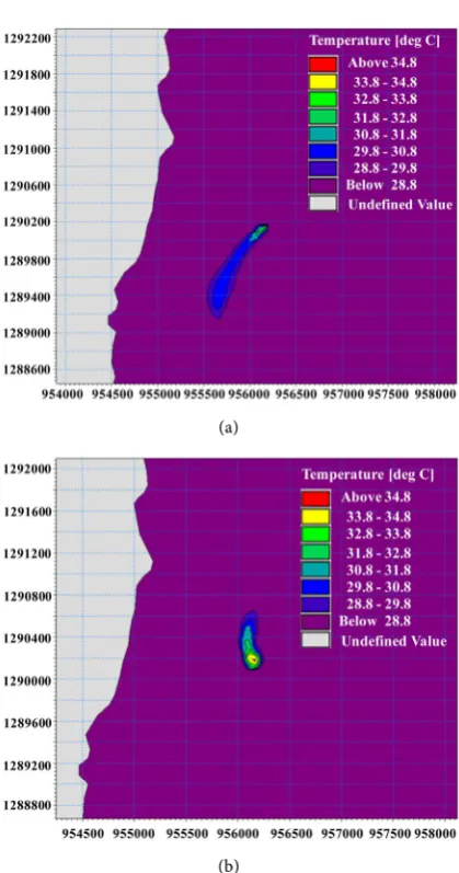 Figure 6. (a) The maximum temperature field in S1 scenario; (b) The maximum temperature field in S2 scenario