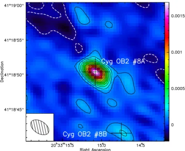 Fig. 1. Deep 3 mm image of all Cyg OB2 #8A data combined. The colour scale values are in Jy