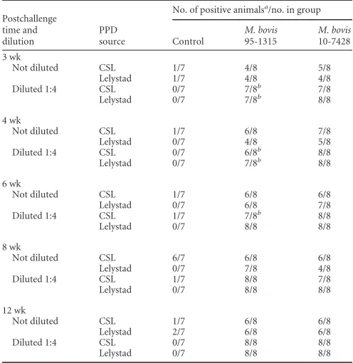 FIG 3 IFN-� responses to Commonwealth Serum Laboratory (CSL) and Lelystad (LEL) PPDs in cattle upon experimental infection with M