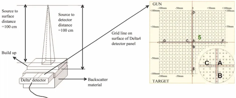 Figure 2. Setup for relative array calibration used for correcting the non-uniform response of the diode detectors