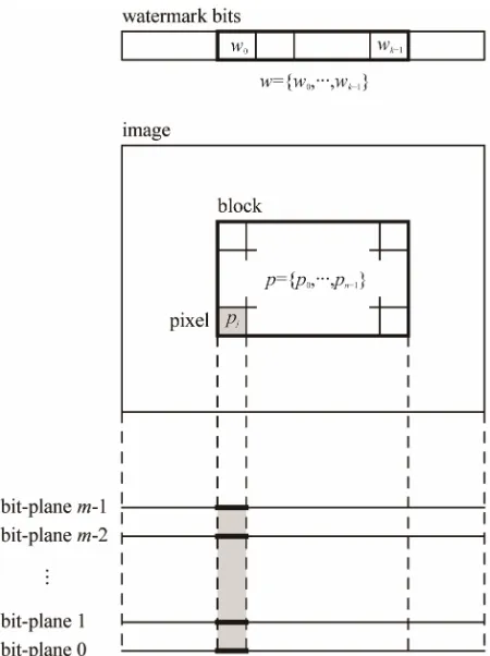 Figure 2. Data structure used in horizontal and vertical error-correction coding in image watermarking