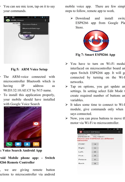 Fig 5:  ARM Voice Setup 
