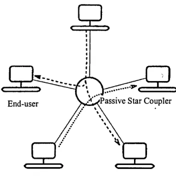 Figure 2.5 A passive-star-based local optical WDM network 