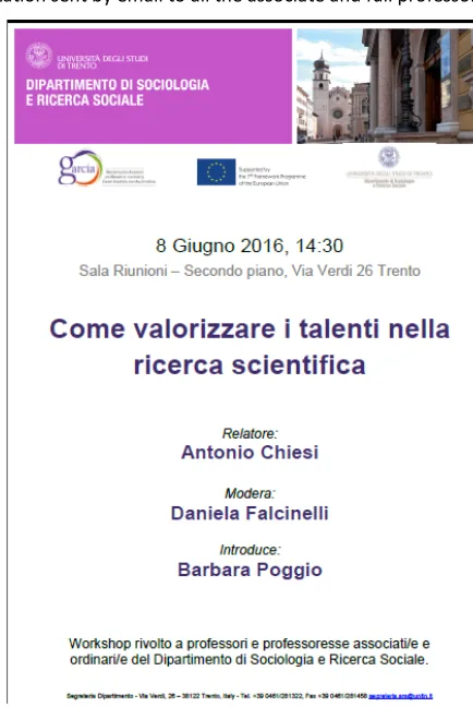 Figure 3.5. Invitation sent by email to all the associate and full professors 