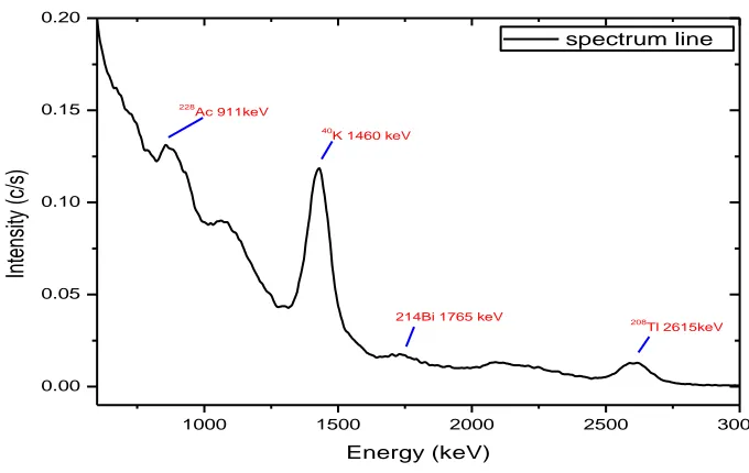Figure 4.6 Spectrum of a soil sample before background subtraction.  