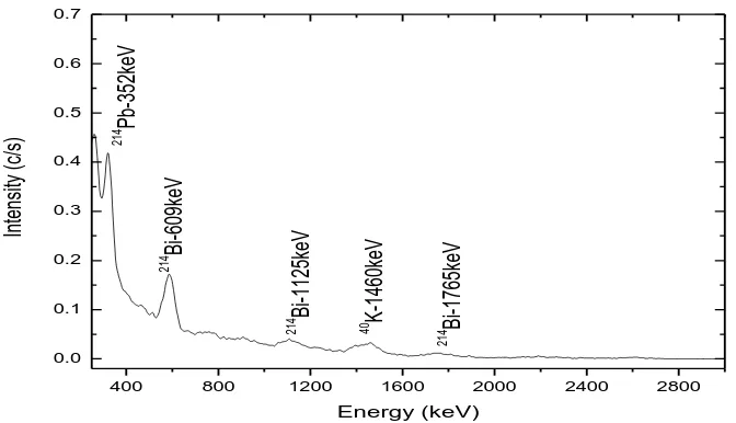 Figure 4.7(b): Spectrum of the thorium standard (RGTh-1) after                            background reduction