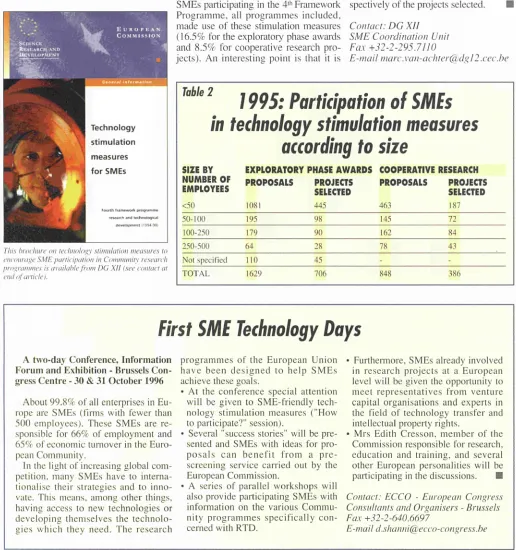 Table 2 1995: Participation of SMEs 