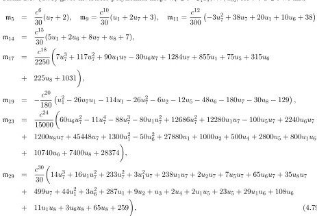 Table 1, postulating (4.78) is the same as giving an eight parameter family of polynomial solutions