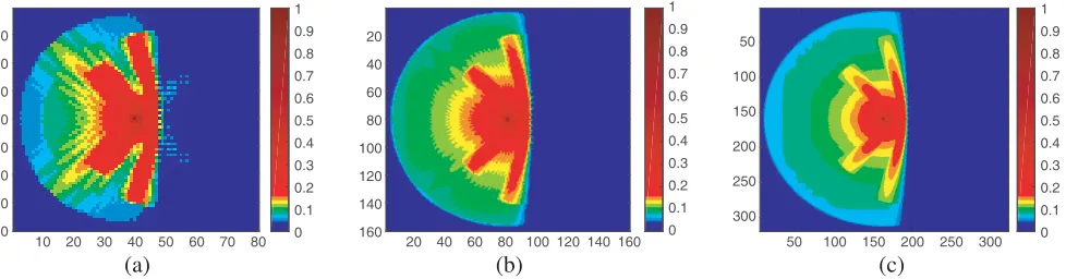 Figure 3. Electric ﬁeld distribution near the wire medium when it interact with a sine wave usingstandard FDTD