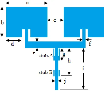 Figure 1 shows the conﬁguration of the proposed antenna array. The antenna array is designed on anFR4 substrate of thickness 1.58 mm, dielectric constant of 4.4, and loss tangent of 0.02