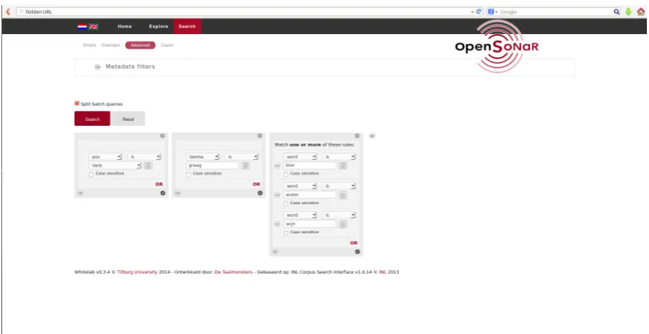 Figure 1: An advanced CQL-query having been built with Advanced Search query boxes