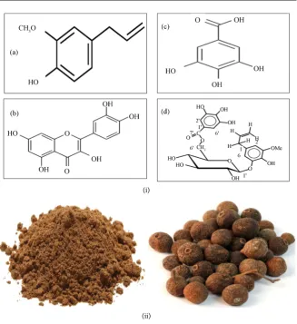 Figure 1. (i) Picture of allspice plant (ii) Different compounds present in Pimento Dioica war, 2012)