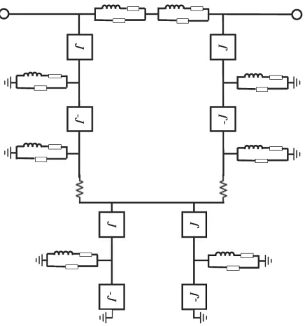 Figure 2. Nodal representation (a), Equivalent circuit schematic (b) and lowpass BVD model (c) forthe series AW resonator.