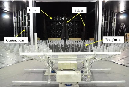 Figure 2.1: View of passive flow conditioning elements at WindEEE used for the 