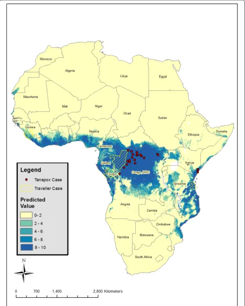 Figure 2 Ecological niche model of Tanapox. Overall predicted distribution of human Tanapox from GARP modeling