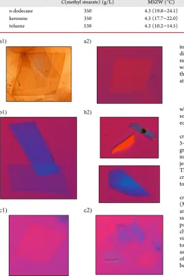 Table 2. Parameters Used for the Collection of Crystals Micrographs for Methyl Stearate Crystallizing in n-Dodecane, Kerosene,and Toluene Solutions