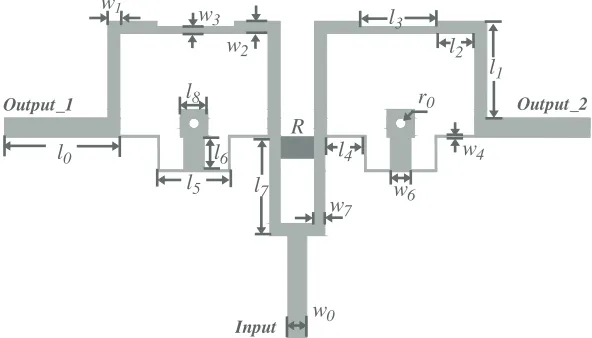 Figure 1 shows the layout of the proposed initial UWB power divider. The microstrip line lis used to achieve good impedance match at port 1