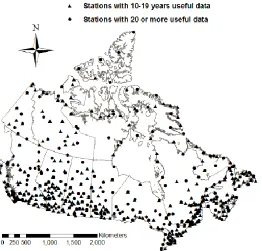 Figure 2-2. Locations of 583 stations with useable data used in this study.