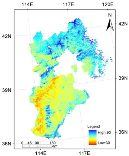 Figure 3. Estimated soil moisture of the study area on March 28, 2011. 