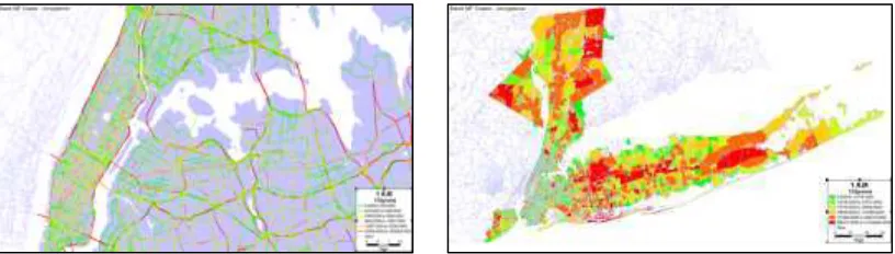 Figure 3. Hourly traffic (left) and emissions level (right) estimates in NYC using 