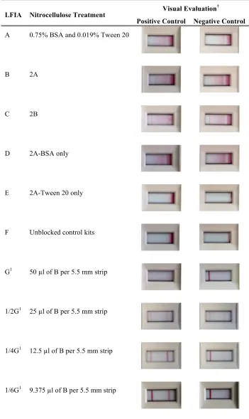 Table 11. Screening of blocking conditions for the LFIA devices. 