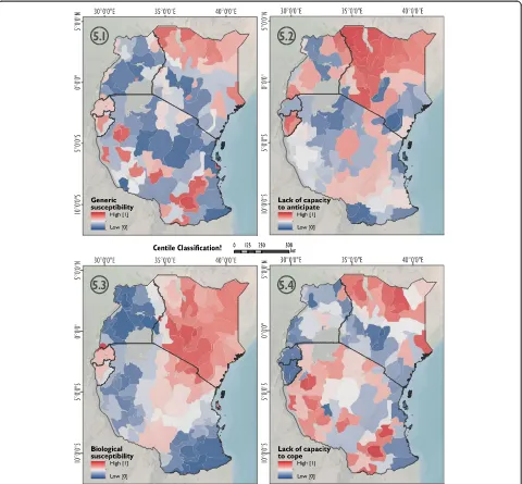 Figure 5 Domains of social vulnerability to malaria in east Africa. Figure 5 shows the domains of social vulnerability to malaria based oncentile classification