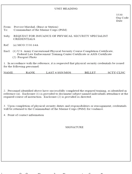 Figure 2-2.—-Example Request for Issuance of   Physical Security Credentials 