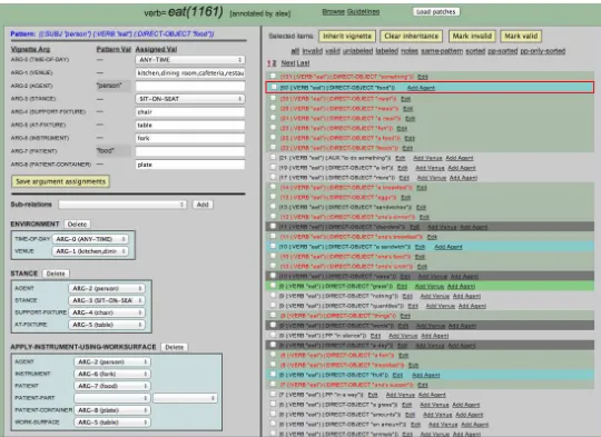 Figure 7: Action Vignette Editor for wash fruit and chop carrot