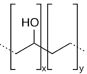 Figure iii. Chemical formula of Onyx, with variable (x) number of vinyl alcohol groups and (y) number of ethyl groups