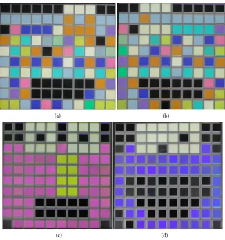 Figure 6. Experimental results of dual visual cryptography. (a) Share 1; (b) share 2; (c) secret image A; (d) secret image B