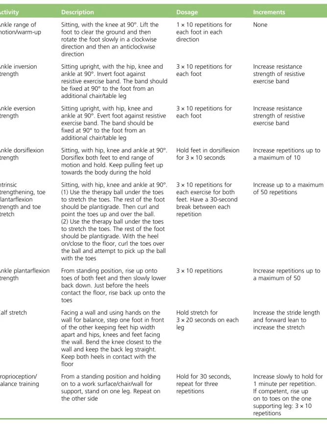 TABLE 1 Summary of the home-based foot and ankle exercises