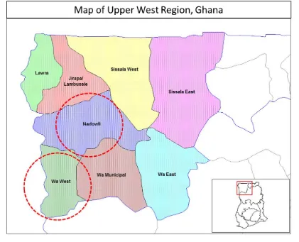 Figure 1: District Map of the Upper West Region  *Adapted from Rarelibra (2006).  