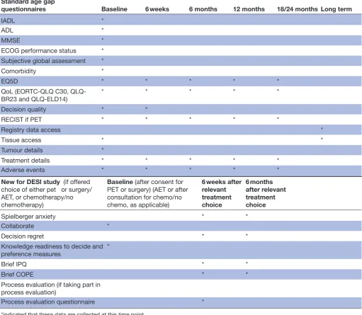 Table 1 Questionnaire schedule