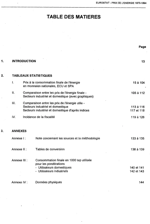 TABLE DES MATIERES 