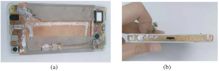Figure 4. Fabricated prototype of the proposed antenna. (a) Front view, and (b) side view.