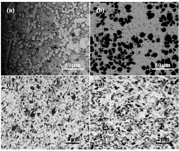 Figure 4. Schematic diagram of formation of fibres in deformation-proce- ssed Cu-based in situ composites along the transverse direction: (a) break-ing of dendrites; (b) flattening and rotating of grains; (c) folding and twist-ing of fibres; (d) irregulari