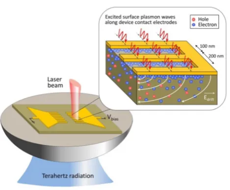 Figure 6. Schematic representation of a photoconductive switch with nano-patterned contacts