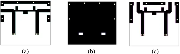 Figure 4. Layout of the fabricated multilayer hybrid coupler PCB in the second case. (a) Top layerpatterns